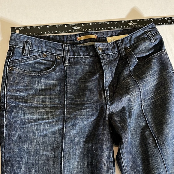 GAP size 12 dark blue tapered cropped jeans slimming front seam - Picture 2 of 16